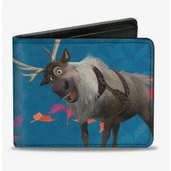 Best deal 👍 Disney Frozen 2 Sven Olaf Parts Swirling Leaves Blues Multi Color Bi-fold Wallet 🎉