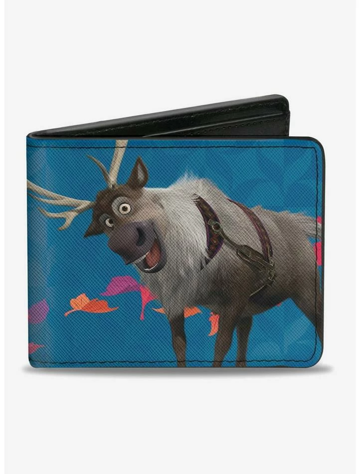 Best deal 👍 Disney Frozen 2 Sven Olaf Parts Swirling Leaves Blues Multi Color Bi-fold Wallet 🎉
