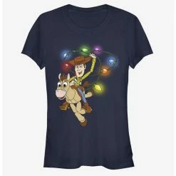 Cheap 😀 Disney Toy Story Woody 🎄 Christmas Light Lasso 👧 Girls T-Shirt 🔥