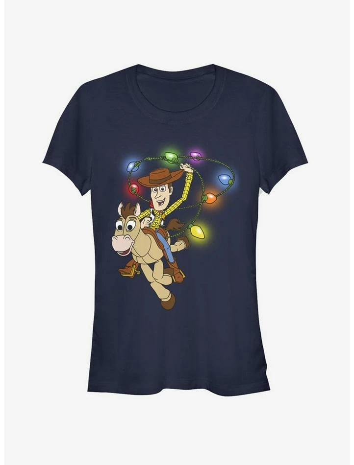 Cheap 😀 Disney Toy Story Woody 🎄 Christmas Light Lasso 👧 Girls T-Shirt 🔥