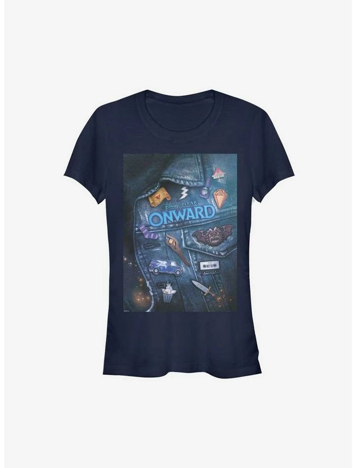 Coupon 💯 Disney Pixar Onward Denim Poster 👧 Girls T-Shirt 😍