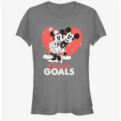 Best Sale 🌟 Disney Mickey Mouse And Minnie Mouse Couple Goals Valentine 👧 Girls T-Shirt 🌟