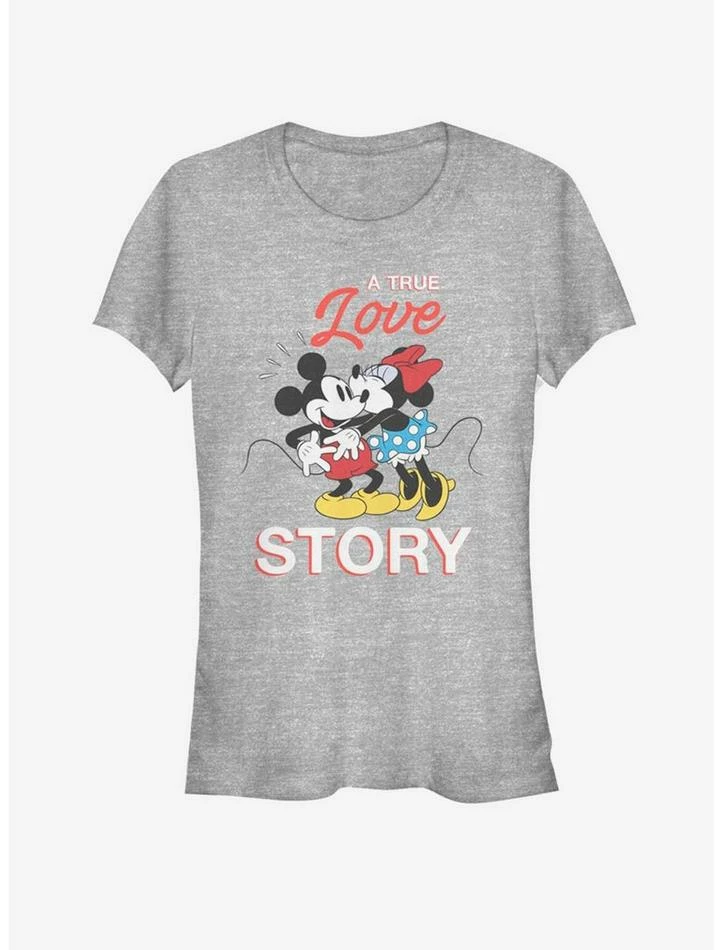 Best deal 🤩 Disney Mickey Mouse And Minnie Mouse True Love Story 👧 Girls T-Shirt 🌟