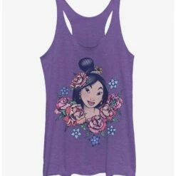 Cheap 🎉 Disney Mulan Floral Portrait 👧 Girls Tank 👍
