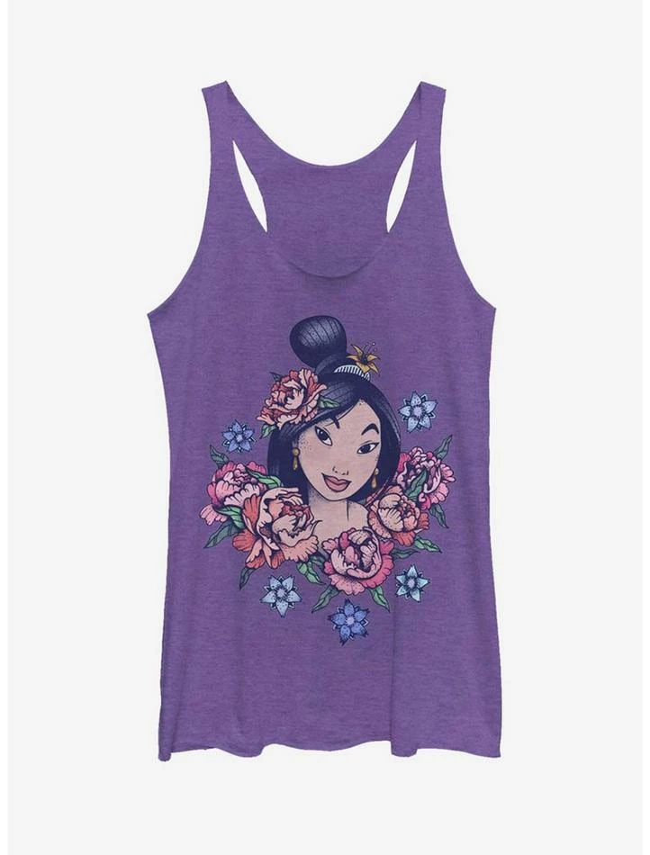 Cheap 🎉 Disney Mulan Floral Portrait 👧 Girls Tank 👍