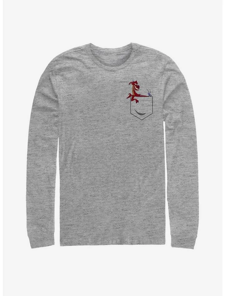 Best deal โค๏ธ Disney Mulan Mushu And Cricket Faux Pocket Long-Sleeve T-Shirt ๐