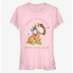 Flash Sale 😀 Disney Lady And The Tramp Home Is Where The 🐕 Dogs Are Classic 👧 Girls T-Shirt 🔔