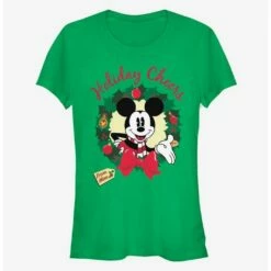 Buy ✨ Disney Mickey Mouse Holiday Cheers Wreath Classic 👧 Girls T-Shirt 👍