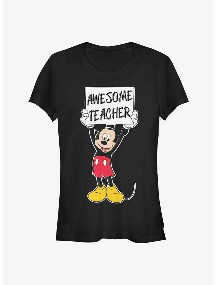 New โค๏ธ Disney Mickey Mouse Awesome Teacher Classic ๐ง Girls T-Shirt ๐