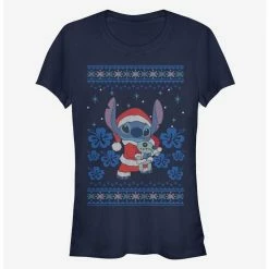 New 🔔 Disney Lilo & Stitch 🎄 Christmas Stitch 👧 Girls T-Shirt 😀