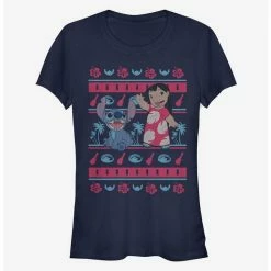 Best Pirce 😍 Disney Lilo & Stitch 🎄 Christmas Hawaiian Pattern 👧 Girls T-Shirt ✨