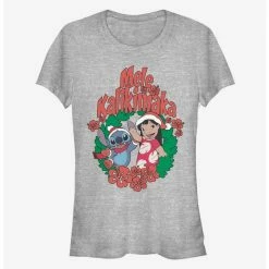 Coupon 🔔 Disney Lilo & Stitch 🎅 Christmas Wreath 👧 Girls T-Shirt 😀