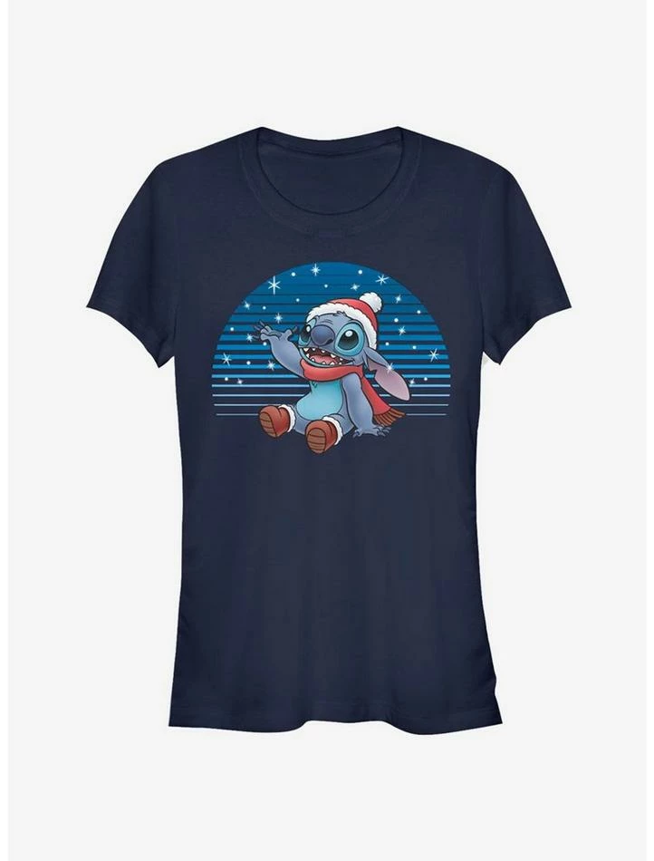 Cheapest 😍 Disney Lilo & Stitch 🎁 Christmas Snowing Stitch 👧 Girls T-Shirt 🔔