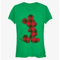 Best deal 🌟 Disney Mickey Mouse Holiday Plaid Outline Classic 👧 Girls T-Shirt 😀