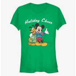 Cheapest ✨ Disney Mickey Mouse And Pluto Holiday Cheer Classic 👧 Girls T-Shirt 😀