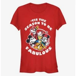 Promo 👏 Disney Mickey Mouse 'Tis The Season To Be Fabulous Classic 👧 Girls T-Shirt 🥰