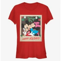 New 🥰 Disney Mickey Mouse And Minnie Mouse Holiday Polaroid Classic 👧 Girls T-Shirt 🥰