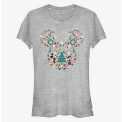 Best deal ❤️ Disney Mickey Mouse Head Holiday Filled Classic 👧 Girls T-Shirt ⌛