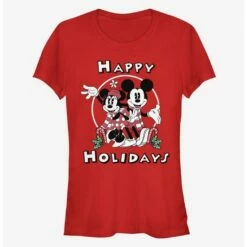 Promo 🛒 Disney Mickey Mouse And Minnie Mouse Happy Holidays Classic 👧 Girls T-Shirt ⭐