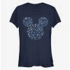 Flash Sale 🔥 Disney Mickey Mouse Holiday Head Snowflake Outline Classic 👧 Girls T-Shirt 😉