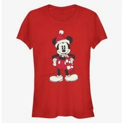 Budget ✨ Disney Mickey Mouse 🎁 Christmas Santa Hat Classic 👧 Girls T-Shirt 😉