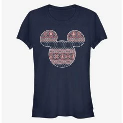 Flash Sale 🌟 Disney Mickey Mouse Head Holiday Sweater Outline Classic 👧 Girls T-Shirt ❤️