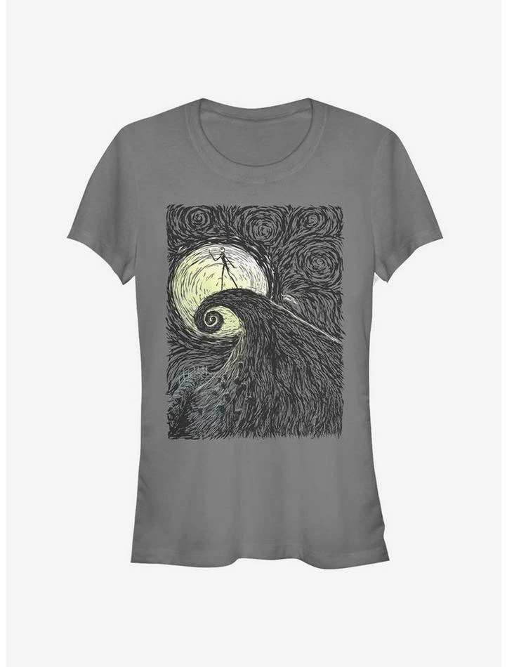 Discount ๐ Disney The Nightmare Before ๐ Christmas Spiral HIll Painting Classic ๐ง Girls T-Shirt ๐ - Image 3