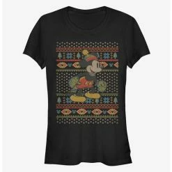 Discount 🔔 Disney Mickey Mouse Vintage Holiday Sweater Classic 👧 Girls T-Shirt 🛒