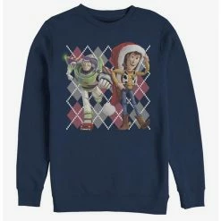 Discount 🎁 Disney Pixar Toy Story Argyle 🎁 Christmas Crew Sweatshirt 🌟