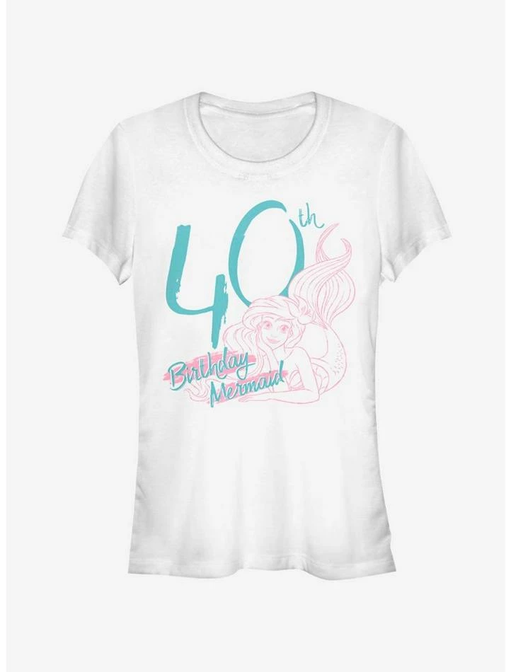 Discount ๐ฅฐ Disney Little Mermaid Forty ๐ฅณ Birthday Mermaid ๐ง Girls T-Shirt ๐งจ