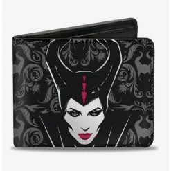 Hot Sale 🔔 Disney Maleficent Face Sword Damask Bi-fold Wallet ⭐