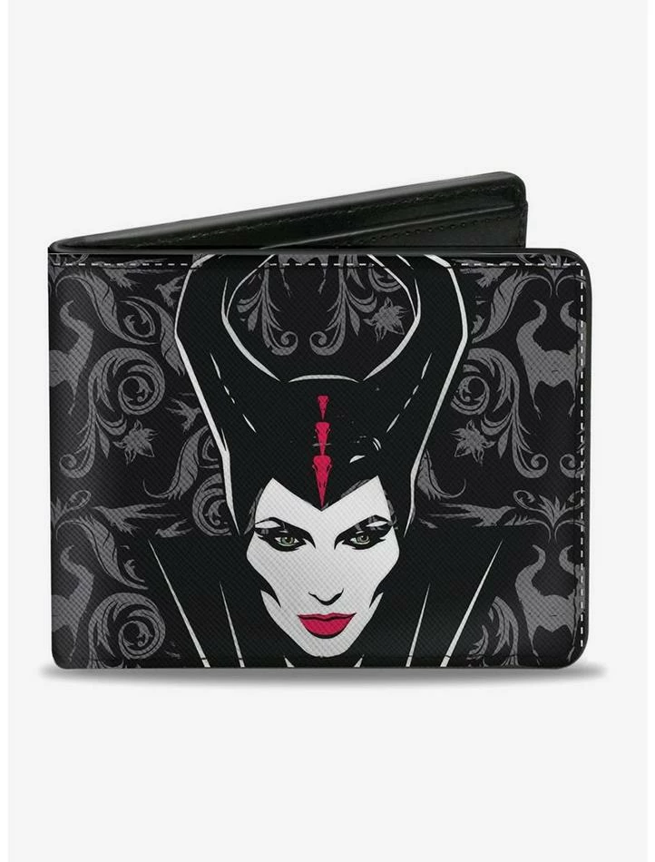 Hot Sale ๐ Disney Maleficent Face Sword Damask Bi-fold Wallet โญ