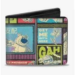 Promo 😍 Disney Pixar Movie Mashup Character Scene Blocks Bi-fold Wallet 🎁