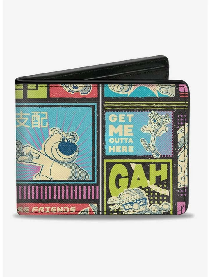 Promo 😍 Disney Pixar Movie Mashup Character Scene Blocks Bi-fold Wallet 🎁