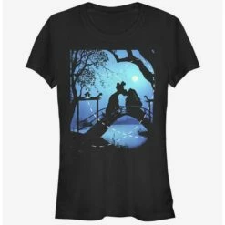 Brand new ⌛ Disney Lady And The Tramp Silhouette Love 👧 Girls T-Shirt 😉
