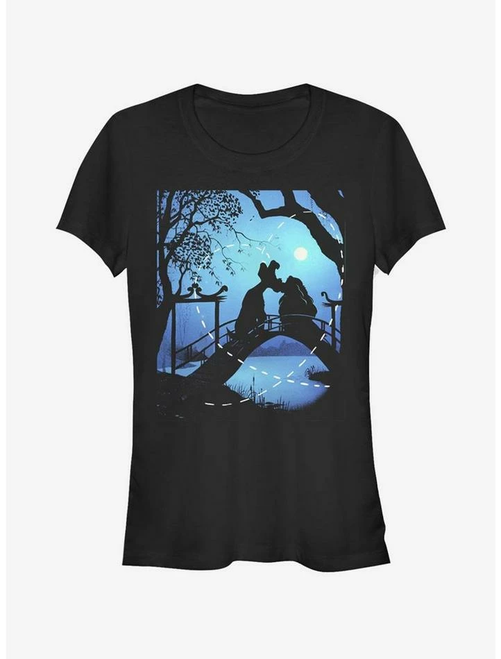 Brand new ⌛ Disney Lady And The Tramp Silhouette Love 👧 Girls T-Shirt 😉