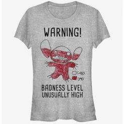 New 🎁 Disney Lilo & Stitch Warning Drawing Sitch 👧 Girls T-Shirt 😉