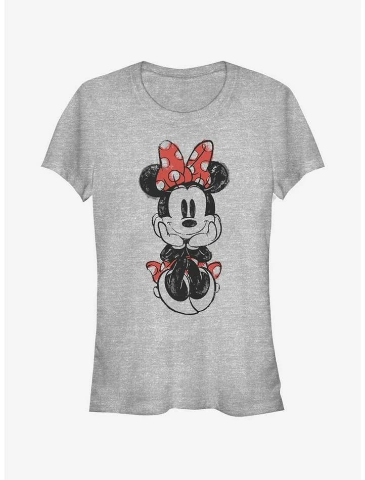 Best Sale 🥰 Disney Mickey Mouse Sitting Minnie Sketch 👧 Girls T-Shirt 👍