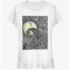 Discount 🎉 Disney The Nightmare Before 🎄 Christmas Spiral HIll Painting Classic 👧 Girls T-Shirt 🔔
