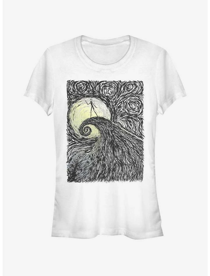 Discount ๐ Disney The Nightmare Before ๐ Christmas Spiral HIll Painting Classic ๐ง Girls T-Shirt ๐