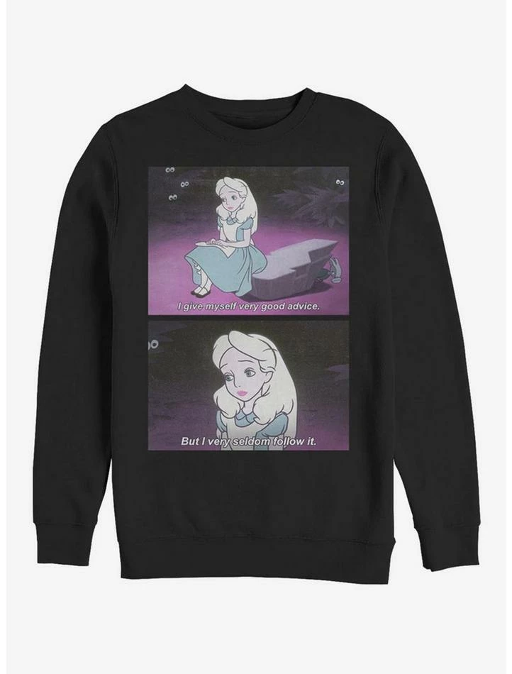 Top 10 ๐ Disney Alice In Wonderland Advice Meme Crew Sweatshirt ๐