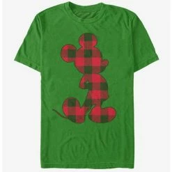 Brand new 🧨 Disney Mickey Mouse Holiday Buffalo Check Mickey T-Shirt 🔔