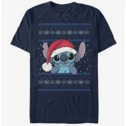 Cheapest 🤩 Disney Lilo & Stitch Holiday Stitch Wearing Santa Hat T-Shirt 👏