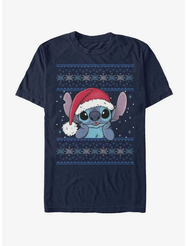 Cheapest 🤩 Disney Lilo & Stitch Holiday Stitch Wearing Santa Hat T-Shirt 👏