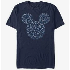 Buy 🔔 Disney Mickey Mouse Holiday Mickey Ear Snowflakes T-Shirt 🤩