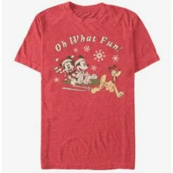 Best Sale ✨ Disney Mickey Mouse Holiday Sled 🐶 Dog Group T-Shirt ❤️