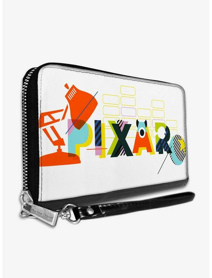 Outlet 🔔 Disney Pixar Luxo Lamp and Ball Striping White Multi Color Zip Around Rectangle Wallet 🤩