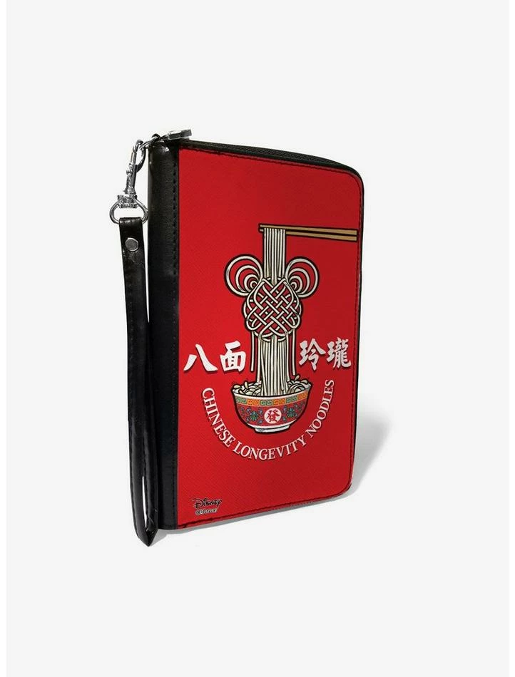 New 💯 Disney Mickey Mouse Chinese Longevity Noodles Knot Red White Zip Around Rectangle Wallet 👏