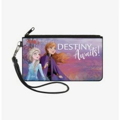 Budget 🤩 Disney Frozen 2 Elsa and Anna Pose Destiny Awaits Zip Clutch Canvas Wallet 🥰