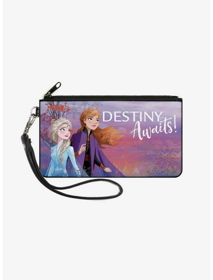 Budget 🤩 Disney Frozen 2 Elsa and Anna Pose Destiny Awaits Zip Clutch Canvas Wallet 🥰